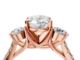 Rose gold Three-Stone Oval Cut Diamond Pavé Band with Four-Prong Setting_40