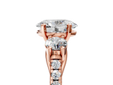 Rose gold Three-Stone Oval Cut Diamond Pavé Band with Four-Prong Setting_41