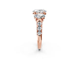 Rose gold Three-Stone Oval Cut Diamond Pavé Band with Prong Setting_5