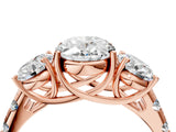 Rose gold Three-Stone Oval Cut Diamond Pavé Band with Prong Setting_7