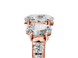 Rose gold Three-Stone Oval Cut Diamond Pavé Band with Prong Setting_8