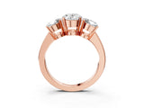 Rose gold Three-Stone Oval Cut Diamond Ring with Channel Set Band and Four-Prong Setting_21