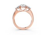 Rose gold Three-Stone Oval Cut Diamond Ring with Channel-Set Band and Four-Prong Setting_52