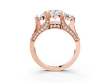 Rose gold Three-Stone Oval Cut Diamond Ring with Channel-Set Band and Four-Prong Setting_55