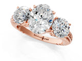 Rose gold Three-Stone Oval Cut Diamond Ring with Channel-Set Band and Prong Setting_7