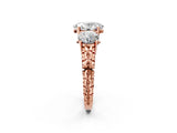 Rose gold Three-Stone Oval Cut Diamond Ring with Channel-Set Band and Prong Setting_8