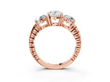 Rose gold Three-Stone Oval Cut Diamond Ring with Channel-Set Band and Prong Setting_9