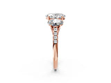 Rose gold Three-Stone Oval Cut Diamond Ring with Pavé Band and Prong Setting_88