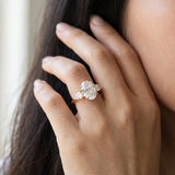 Rose gold Three-Stone Oval Cut Diamond Ring with Pear Side Stones and Four-Prong Setting_15