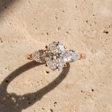 Rose gold Three-Stone Oval Cut Diamond Ring with Pear Side Stones and Four-Prong Setting_16