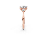 Rose gold Three-Stone Oval Cut Diamond Ring with Pear  Side Stones in Four-Prong Setting_14