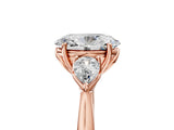Rose gold Three-Stone Oval Cut Diamond Ring with Pear  Side Stones in Four-Prong Setting_17