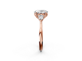 Rose gold Three-Stone Oval Cut Diamond Ring with Pear Side Stones in Four-Prong Setting_172