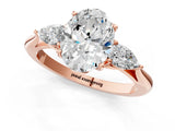 Rose gold Three-Stone Oval Cut Diamond Ring with Pear  Side Stones in Four-Prong Setting_19