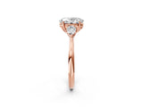 Rose gold Three-Stone Oval Cut Diamond Ring with Pear  Side Stones in Four-Prong Setting_20