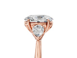 Rose gold Three-Stone Oval Cut Diamond Ring with Pear  Side Stones in Four-Prong Setting_23