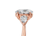 Rose gold Three-Stone Oval Cut Diamond Ring with Pear  Side Stones in Four-Prong Setting_53