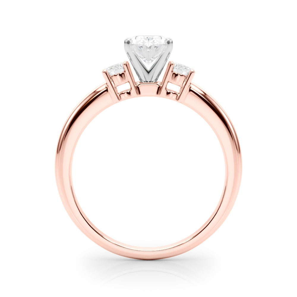 Rose gold Three-Stone Oval Cut Diamond Solitaire with Prong Setting and Classic Band 2