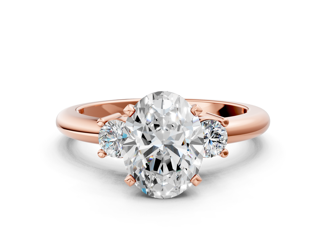 Rose gold Three-Stone Oval Cut Diamond Solitaire with Prong Setting and Classic Band_50
