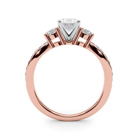Rose gold Three-Stone Oval Cut Diamond Twist Band with Prong Setting 2