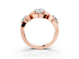 Rose gold Three-Stone Oval Cut Diamond Wave Pave Band with Prong Setting_12