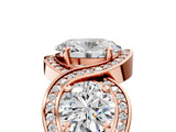 Rose gold Three-Stone Oval Cut Diamond Wave Pave Band with Prong Setting_14