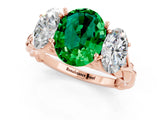 Rose gold Three-Stone Oval Cut Emerald Braided Band Ring with Four-Prong Setting_13