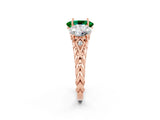 Rose gold Three-Stone Oval Cut Emerald Braided Band Ring with Four-Prong Setting_14