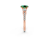 Rose gold Three-Stone Oval Cut Emerald Pavé Band with Four-Prong Setting_2