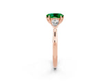 Rose gold Three-Stone Oval Cut Emerald Ring with Pear  Side Stones in Four-Prong Setting_14