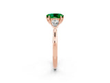 Rose gold Three-Stone Oval Cut Emerald Ring with Pear  Side Stones in Four-Prong Setting_38