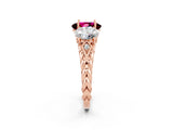 Rose gold Three-Stone Oval Cut Garnet Braided Band Ring with Four-Prong Setting_14