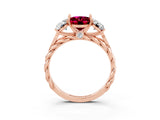 Rose gold Three-Stone Oval Cut Garnet Braided Band Ring with Four-Prong Setting_15