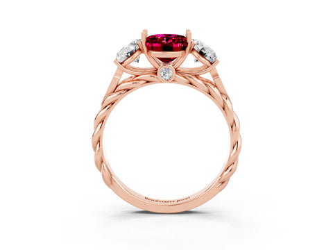 Rose gold Three-Stone Oval Cut Garnet Braided Band Ring with Four-Prong Setting_15