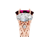 Rose gold Three-Stone Oval Cut Garnet Braided Band Ring with Four-Prong Setting_17
