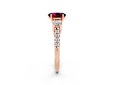 Rose gold Three-Stone Oval Cut Garnet Pavé Band with Four-Prong Setting_2
