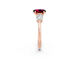 Rose gold Three-Stone Oval Cut Garnet Ring with Pear Side Stones and Four-Prong Setting_2