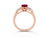 Rose gold Three-Stone Oval Cut Garnet Ring with Pear Side Stones and Four-Prong Setting_3
