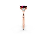 Rose gold Three-Stone Oval Cut Garnet Ring with Pear  Side Stones in Four-Prong Setting_14