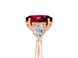 Rose gold Three-Stone Oval Cut Garnet Ring with Pear  Side Stones in Four-Prong Setting_17