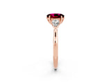 Rose gold Three-Stone Oval Cut Garnet Ring with Pear  Side Stones in Four-Prong Setting_38