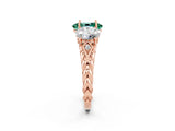 Rose gold Three-Stone Oval Cut Green Sapphire Braided Band Ring with Four-Prong Setting_14