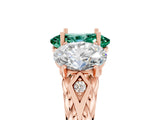 Rose gold Three-Stone Oval Cut Green Sapphire Braided Band Ring with Four-Prong Setting_17