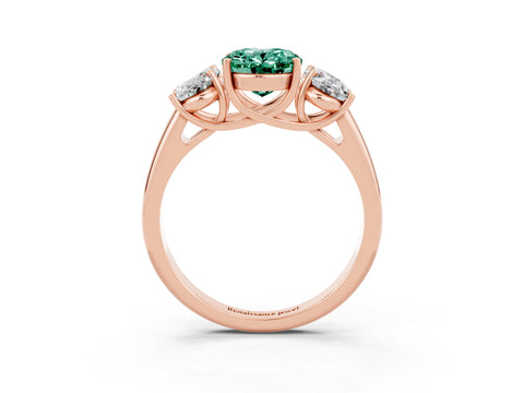 Rose gold Three-Stone Oval Cut Green Sapphire Engagement Ring with Prong Setting_3