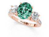 Rose gold Three-Stone Oval Cut Green Sapphire Pavé Band with Four-Prong Setting_1