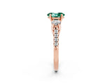 Rose gold Three-Stone Oval Cut Green Sapphire Pavé Band with Four-Prong Setting_2