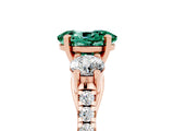 Rose gold Three-Stone Oval Cut Green Sapphire Pavé Band with Four-Prong Setting_5