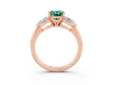 Rose gold Three-Stone Oval Cut Green Sapphire Ring with Pear Side Stones and Four-Prong Setting_3