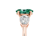 Rose gold Three-Stone Oval Cut Green Sapphire Ring with Pear Side Stones and Four-Prong Setting_5
