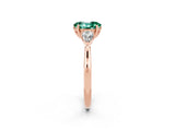Rose gold Three-Stone Oval Cut Green Sapphire Ring with Pear  Side Stones in Four-Prong Setting_38